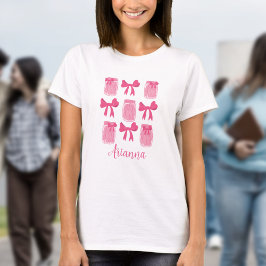 Shock rosa Coquette Pickle Burk och Bow Personlig T Shirt