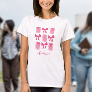 Shock rosa Coquette Pickle Burk och Bow Personlig T Shirt
