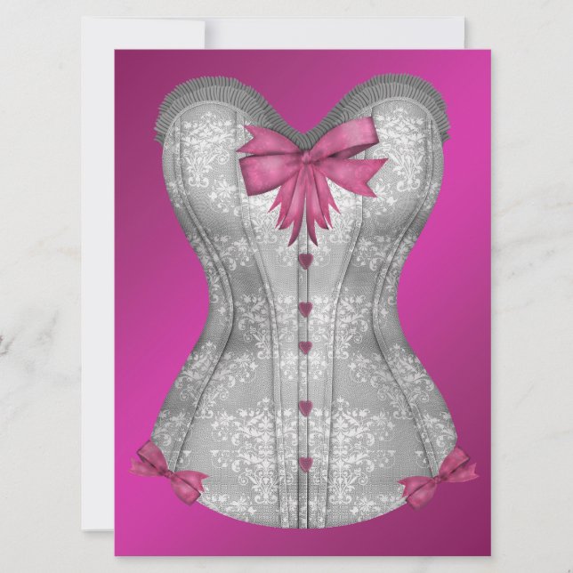 Shock rosa Corset Bachelorette Party Inbjudningar (Framsida)