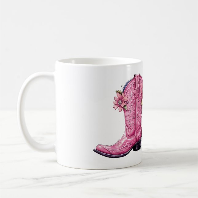 Shock rosa Cowgirl Boot Howdy Kaffemugg (Vänster)