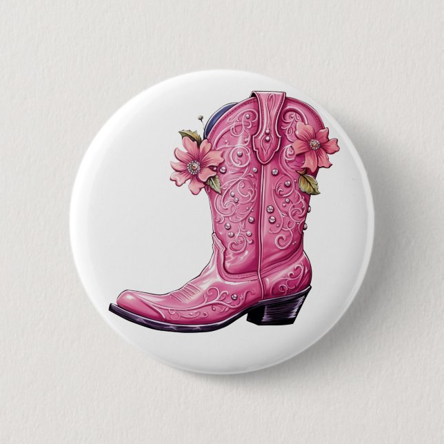 Shock rosa Cowgirl Boot Howdy Knapp (Framsida)