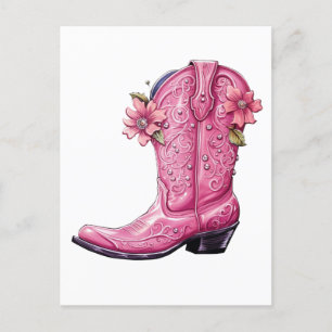 Shock rosa Cowgirl Boot Howdy Vykort