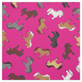 Shock rosa Cute Tecknad Horses Kids Tyg