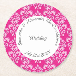 Shock rosa-dammbröllop underlägg papper rund