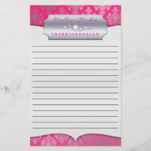 Shock rosa Dasch Damask Led Business Stationary Brevpapper