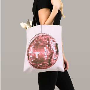 Shock rosa Disco Boll, Girly Carry All, Retro Stil Tygkasse