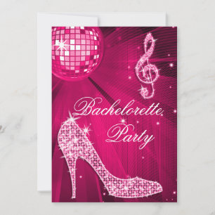 Shock rosa Disco Boll och Gnistra Heels Bacheloret Inbjudningar