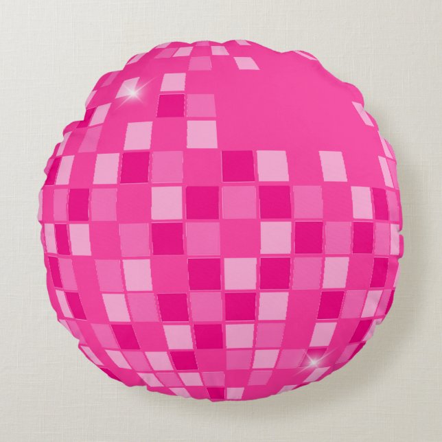 Shock rosa Disco Boogie Rund Kudde (Framsidan)