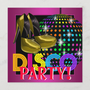 Shock rosa Disco Dance Party Inbjudningar