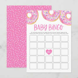 Shock rosa Donuts Baby Shower Bingo Game Card Tilläggskort