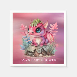 Shock rosa Dragon Girl Baby Shower Pappersservett