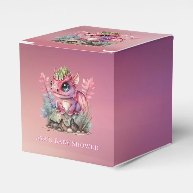 Shock rosa Dragon Girl Baby Shower Presentaskar (Framsidan Sidan)