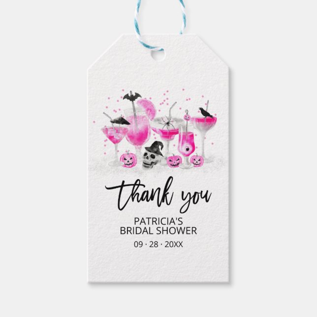 Shock rosa Drinks Halloween Möhippa Tack Presentetikett (Framsidan)