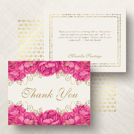 Shock rosa Elegant Blommigt Quinceanera Tack Kort