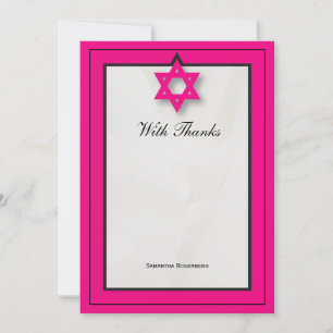 Shock rosa Elegant Fabric Bat mitzvah Tackkort Tack Kort