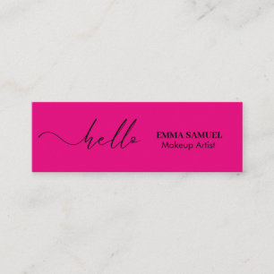 Shock rosa Elegant Hej Minimal kalligrafi Mini Visitkort