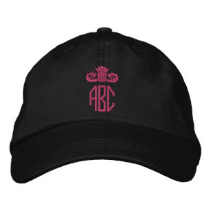 Shock rosa Embroized Hat Monogram Black Cap Broderad Keps