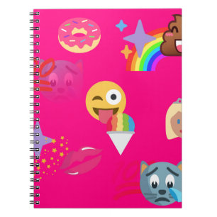 shock rosa emoji anteckningsbok med spiral