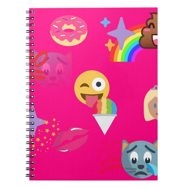 shock rosa emoji anteckningsbok med spiral (Framsidan)