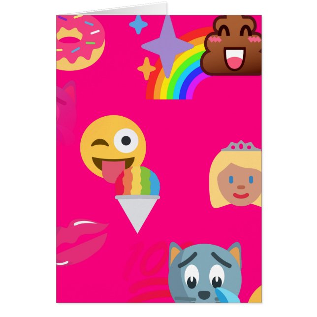 shock rosa emoji hälsningskort (Framsidan)