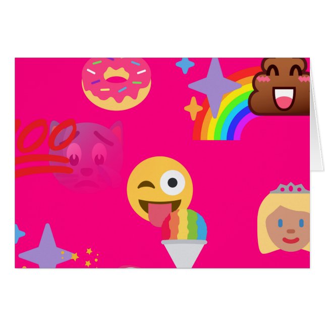 shock rosa emoji hälsningskort (Framsidan Horizontal)