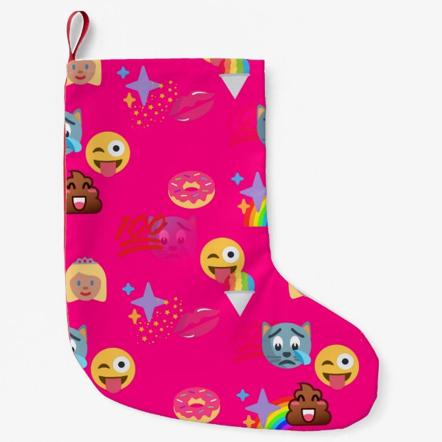shock rosa emoji julafton christmas-lagring liten julstrumpa (Framsidan)