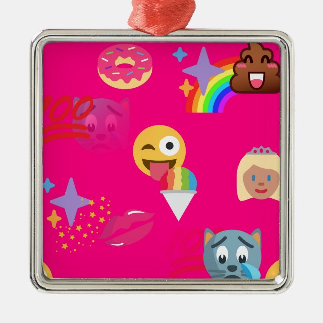 shock rosa emoji julgransprydnad metall (Framsidan)