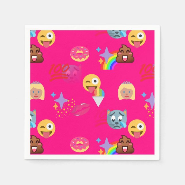 shock rosa emoji papper napkins pappersservett (Framsidan)