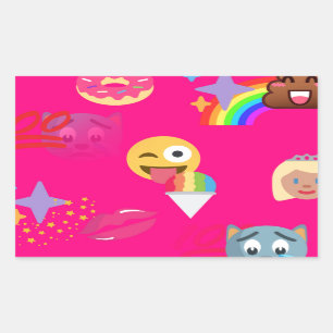 shock rosa emoji rektangulärt klistermärke
