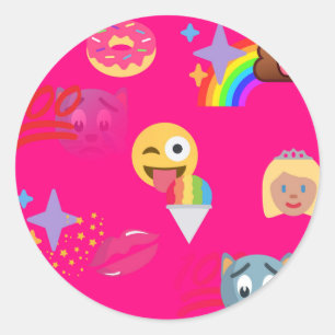 shock rosa emoji runt klistermärke