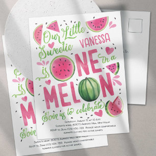 Shock rosa ett i Melon, Cute Watermelon 1:a Inbjudan Vykort