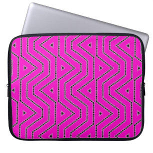 Shock rosa Färg Black Graphic Art Designer Mönster Laptop Fodral
