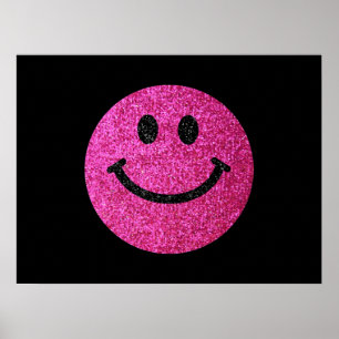 Shock rosa faux glitter ansikte poster