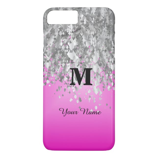 Shock rosa faux glitter personlig Case-Mate iPhone skal (Baksida)