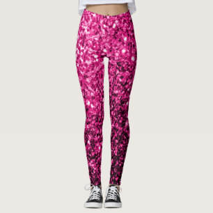 Shock rosa faux glitter sparkles leggings