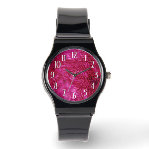 Shock rosa Faux Leather Armbandsur