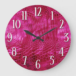 Shock rosa Faux Leather Stor Klocka