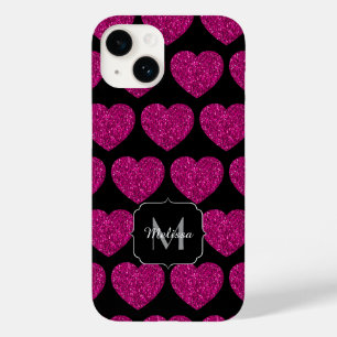 Shock rosa faux sparkles mönster Monogram