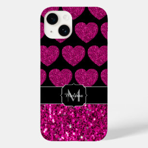 Shock rosa faux sparkles mönster Monogram