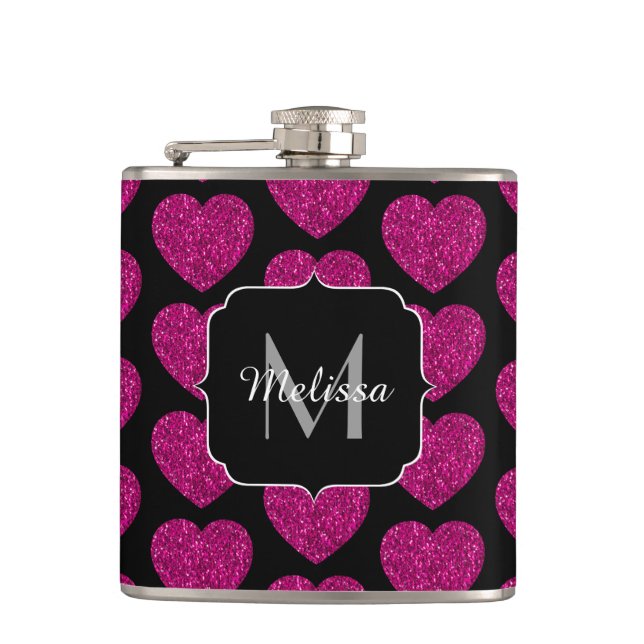 Shock rosa faux sparkles mönster Monogram Fickplunta (Framsidan)