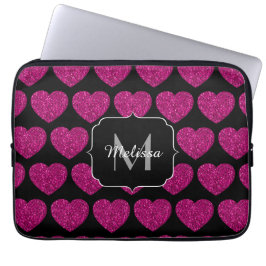 Shock rosa faux sparkles mönster Monogram Laptop Fodral