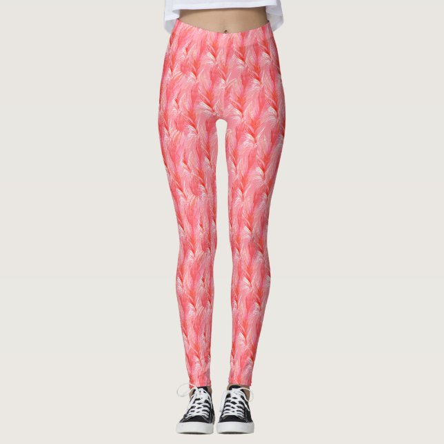 Shock rosa Feathers Leggings (Framsida)