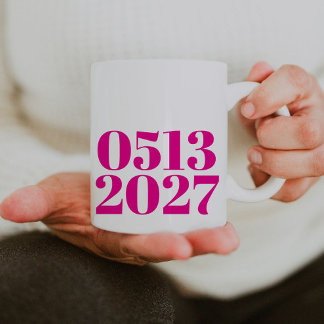 Shock rosa fet Bröllop-datum - Förlovning Kaffemugg