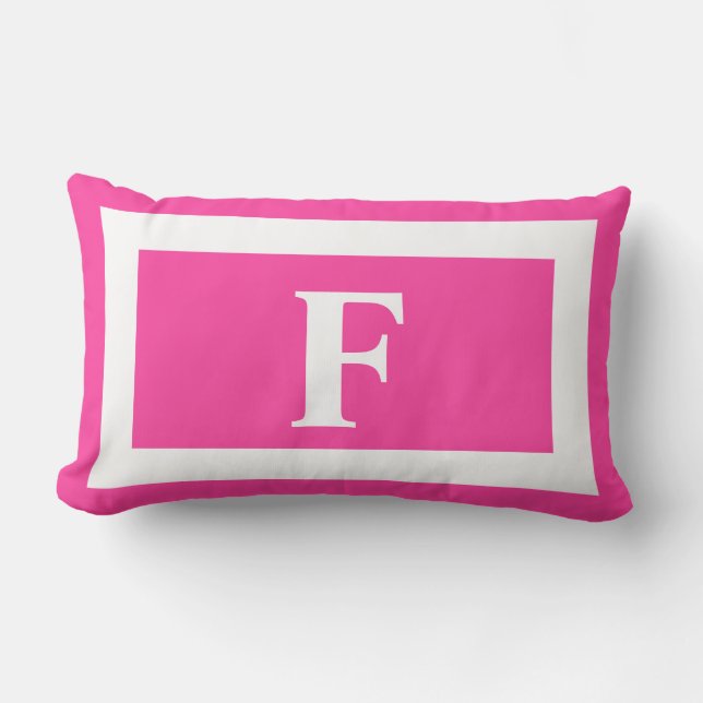 Shock rosa fet monogram första utomhus lumbarkudde (Framsida)
