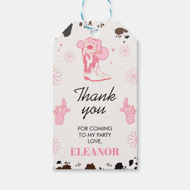 Shock rosa First Rodeo 1st Birthday Tack Presentetikett (Framsidan)