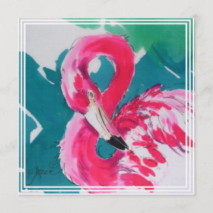 Shock rosa Flamingo Inbjudningar