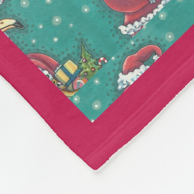SHOCK ROSA FLAMINGO SANTA, CHRISTMAS FLEECE BLANKE (Hörn)
