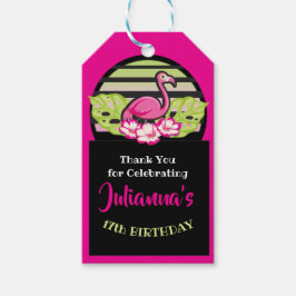 SHOCK ROSA FLAMINGO Tropical Löv Party Gift Favor Presentetikett