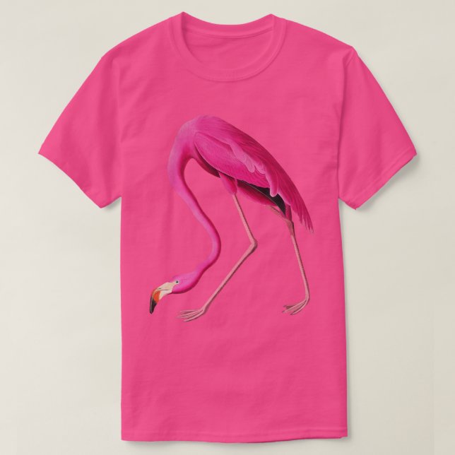 Shock rosa Flamingo Vintage Bird Art T Shirt (Design framsida)