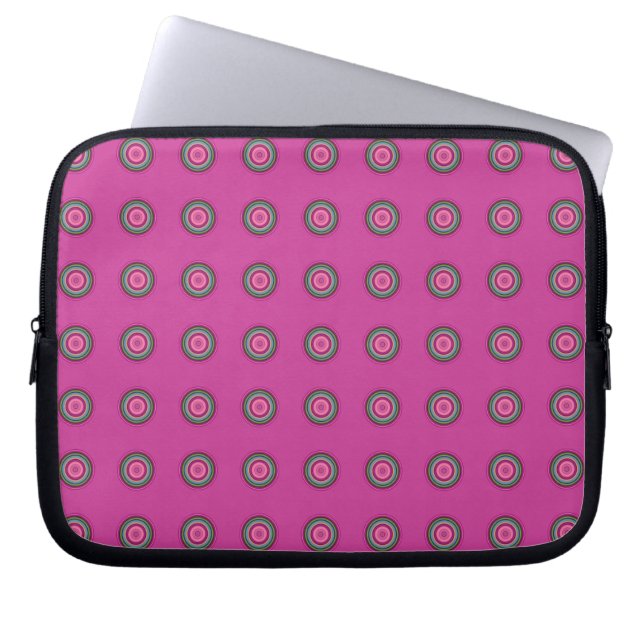 Shock rosa flerfärgat cirkulärt Mönster Laptop Sleeve (Framsidan)